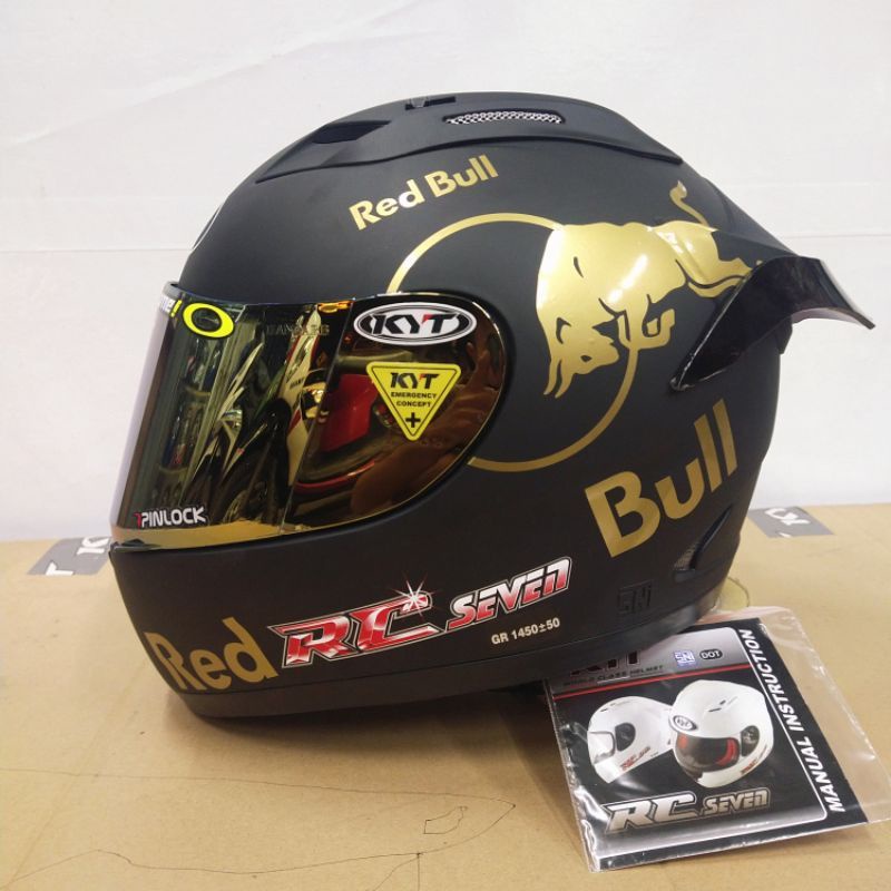 HELM KYT RC SEVEN BLAK DOFF PAKET GANTENG RED BULL