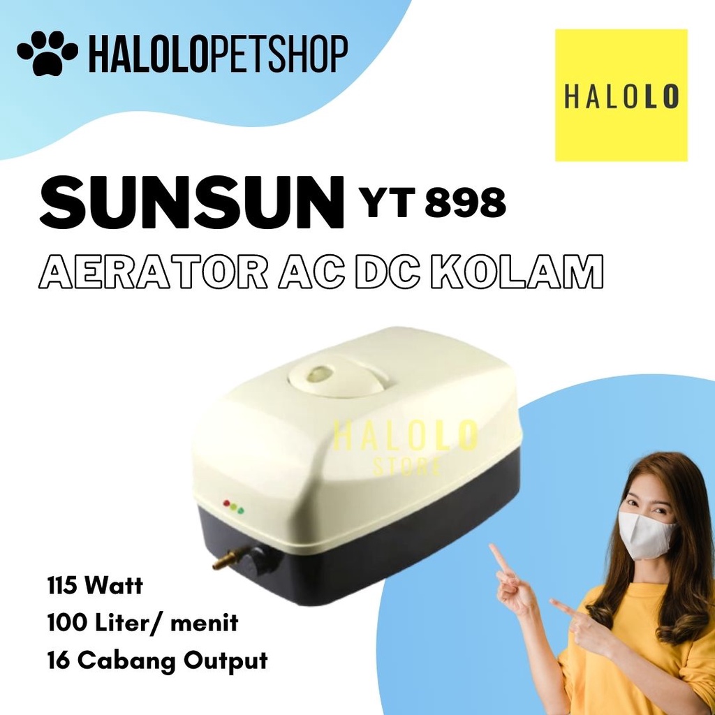 Aerator AC DC SUNSUN YT 898 Pompa Udara Kolam Aquarium Air Pump