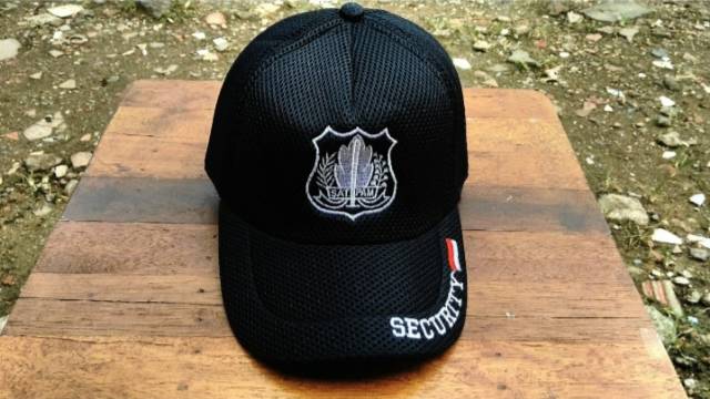 TOPI JARING SECURITY LOGO PUTIH - TOPI JARING SATPAM