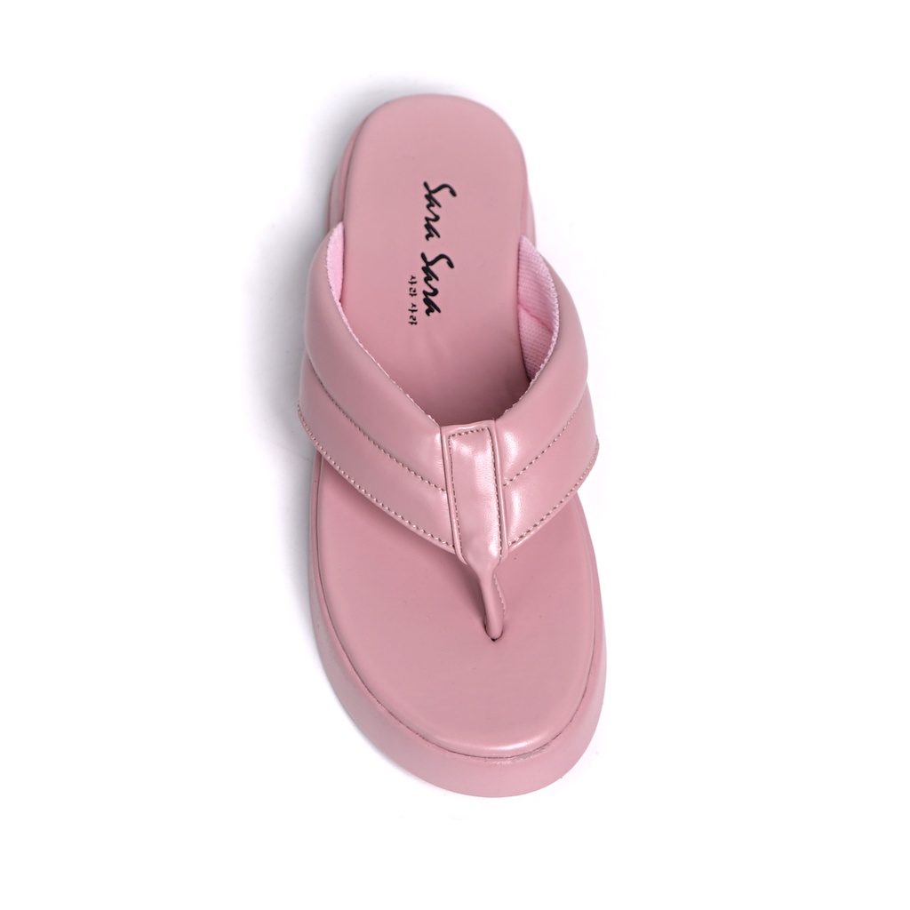 SARASARA YUK - Sandal Wanita Jepit Wedges Casual SARA SARA NORA Sendal Japit Cewek Platform Empuk Ringan Capit Tinggi 3cm  Size 36 37 38 39 40 Untuk Rumahan Warna Peach Pink Soft Santai Premium Kekinian Terbaru Shoes Ori Original Mall Official Store