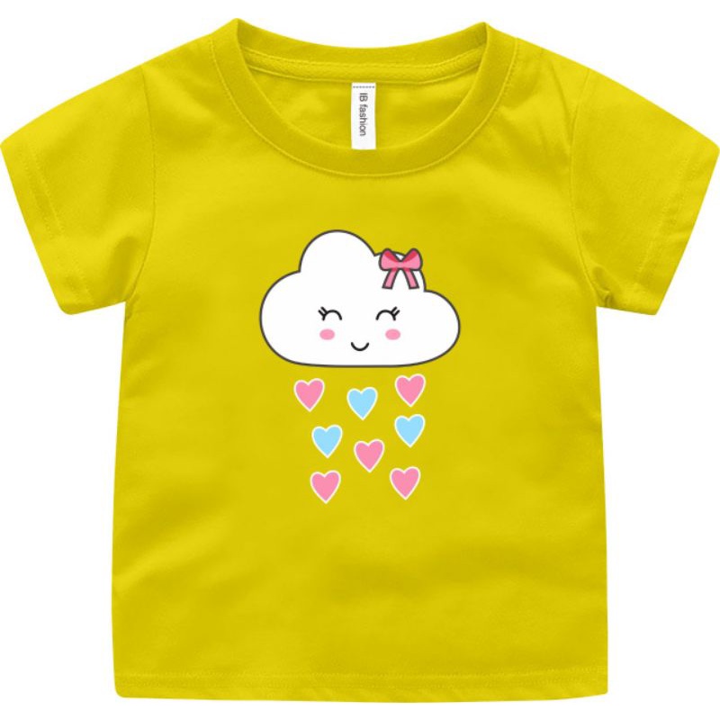 Baju Kaos Anak Perempuan 2-10 Tahun Awan Love Kaos Distro Anak Cewek Atasan Ank Anak T Shirt Anak Cewe
