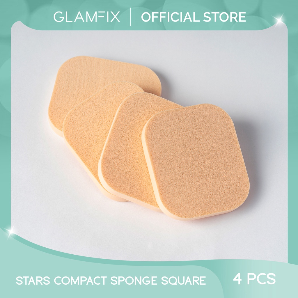 GLAMFIX Stars Compact Sponge _ Puff Spons Bedak Padat - Square Isi 4pcs | GLAM FIX Alat Kecantikan Makeup by YOU ORIGINAL