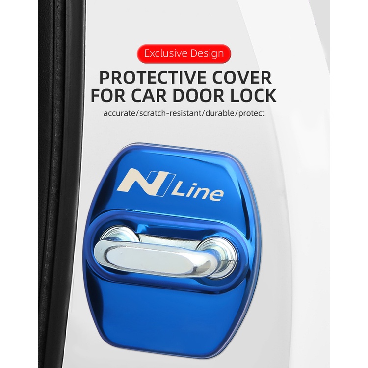 4pcs Cover Pelindung Kunci Pintu Mobil Bahan Stainless Steel Untuk HYUNDAI NLINE SPORT
