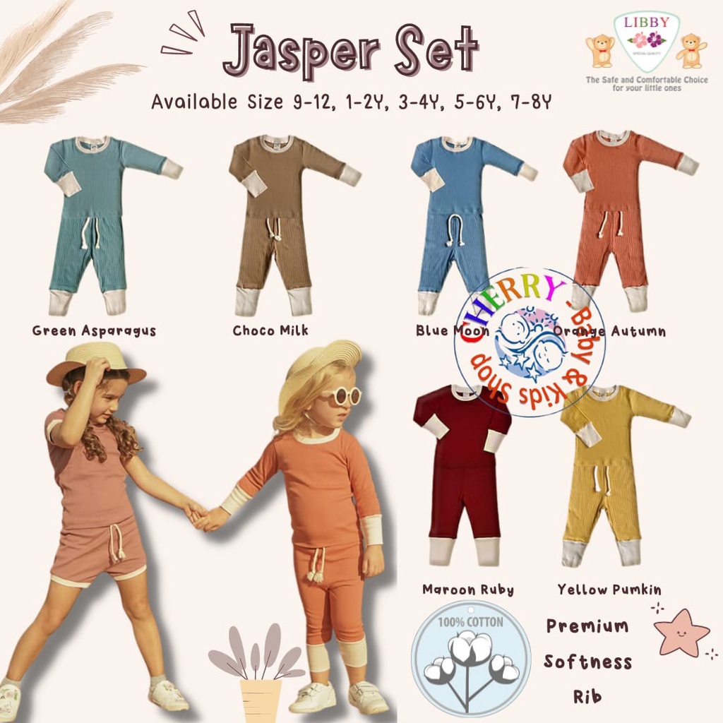 PREMIUM RIB COTTON 0-8 Tahun Earth Libby Jasper Set Setelan Panjang Piyama Anak CBKS SO