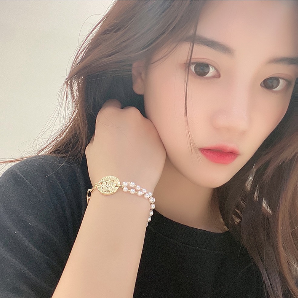 Gelang Wanita B3747 KOMBINASI Ranai Pearl Coin Korea Fashion Elegan Women Bracelet Jewelry Aksesoris Cewek