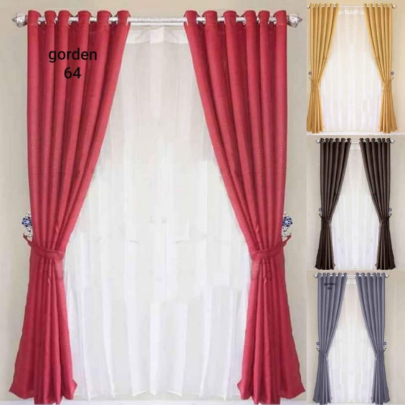 Gorden jendela kamar tidur pendek polos