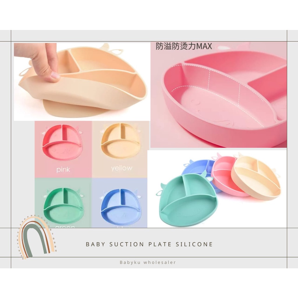 Piring makan bayi silikon plate mat / sure grip platemat silicone / piring makan anak silicone