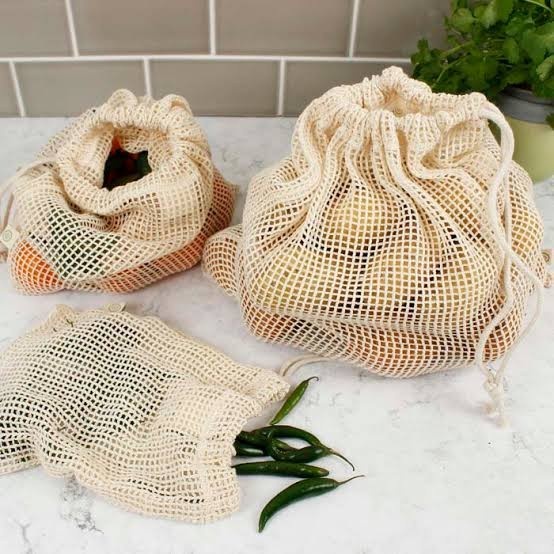 QUALITY ECO BAG Lipat Kantong Tas Belanja Jaring Kantung Tempat Buah Sayuran