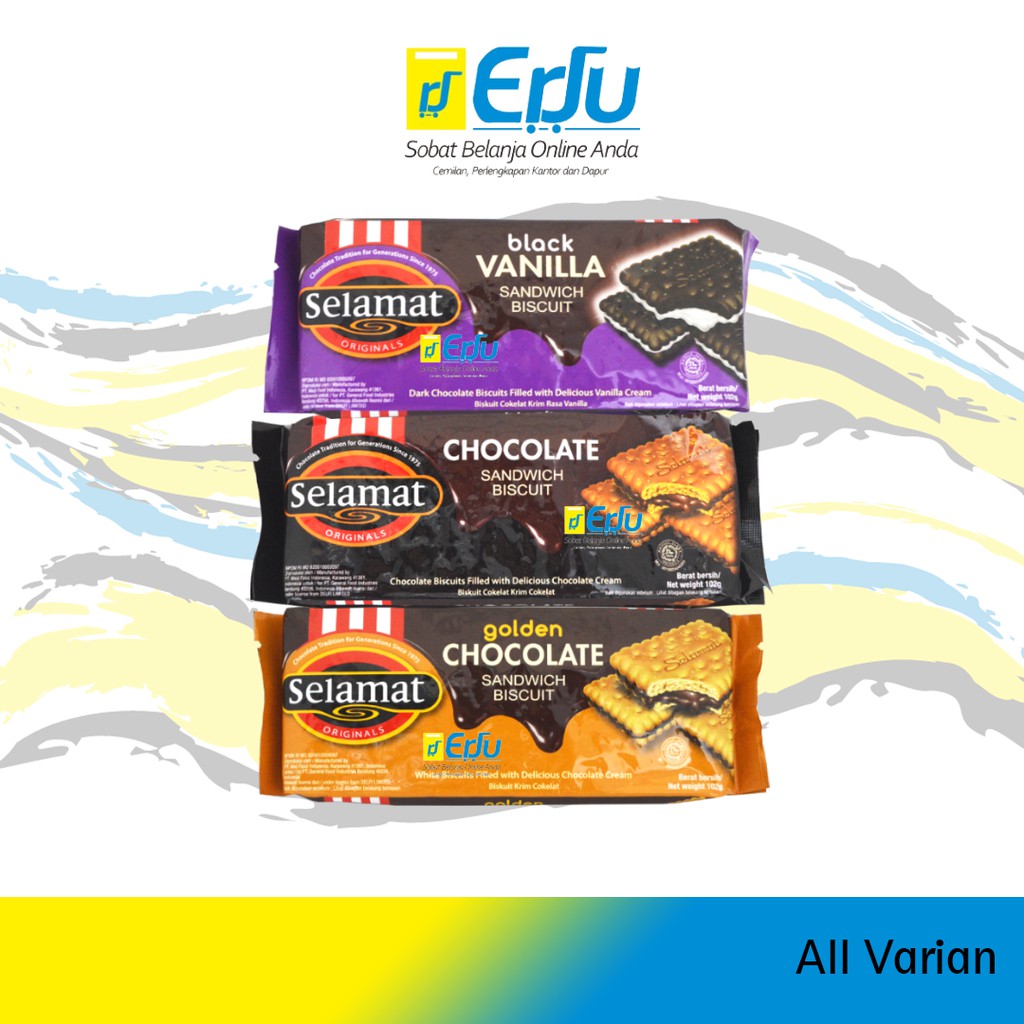 

VARIAN Selamat Biscuit Sandwich Rasa Coklat / Vanila Kemasan Pack Halal MUI