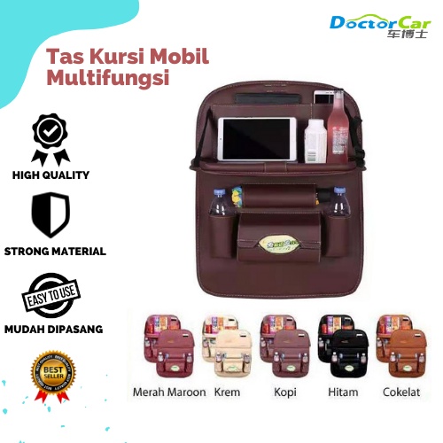 Car Organizer Tas Kursi Multifungsi Kulit Tas Jok Tempat Tissue mobil Mewah Elegan