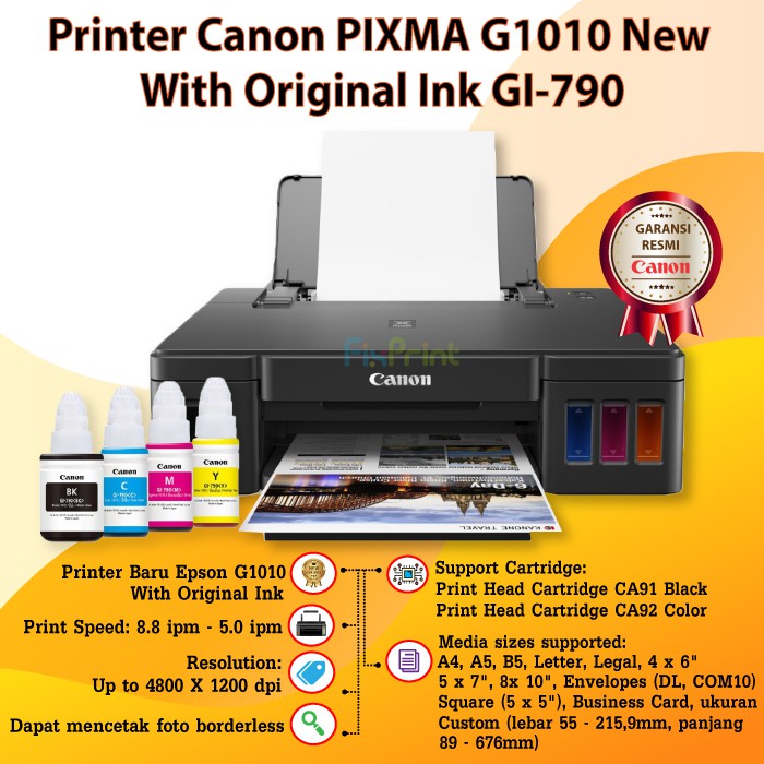 Printer Canon G1010 G1020 Pixma Ink Tank New Garansi Resmi Print Only Ink Tak System