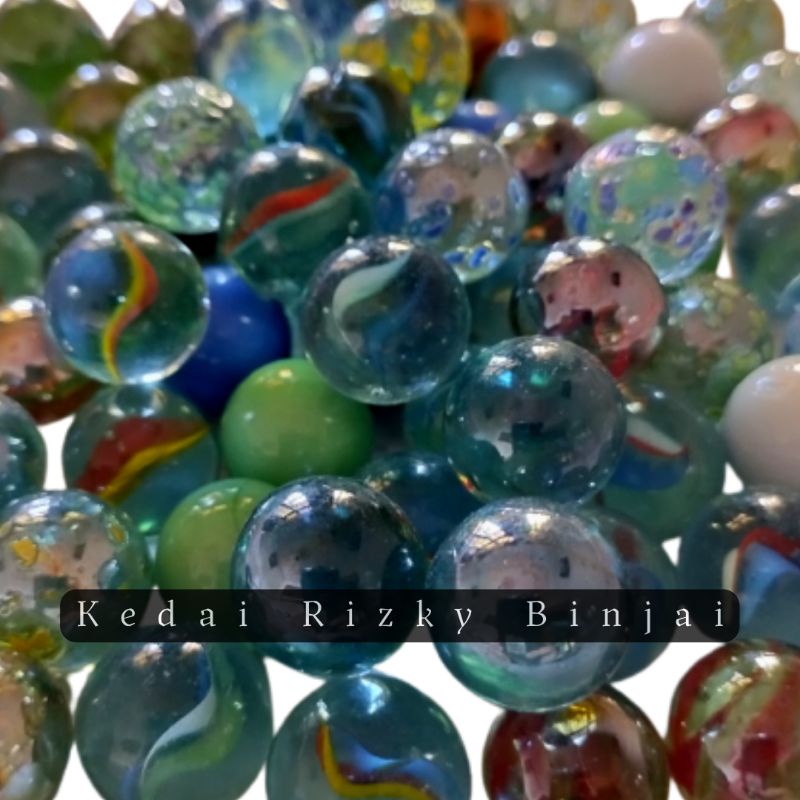 Kelereng Guli Gundu Marble 30 Pcs Mata Kucing Metalik Planet Susu Wijen Bintik Mainan Anak
