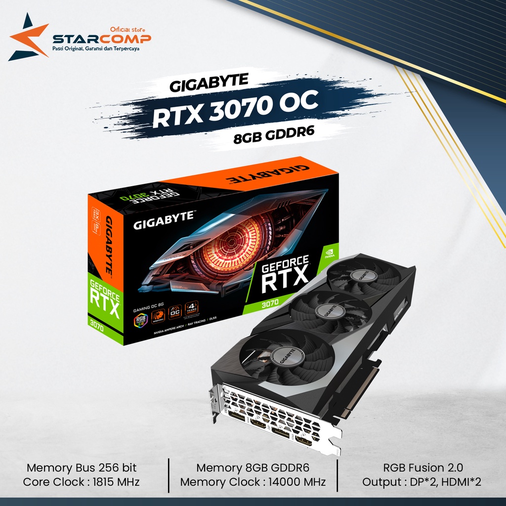 VGA CARD GIGABYTE GEFORCE RTX 3070 GAMING OC 8GB GDDR6 RTX3070