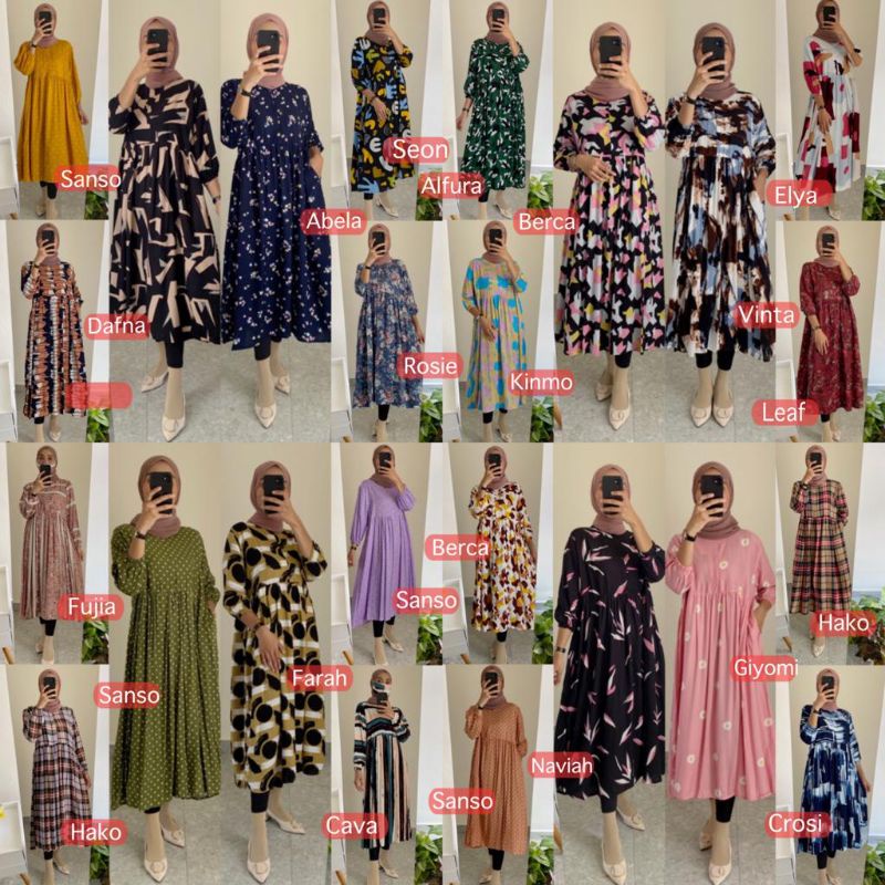 MIDI DRES  RAYON  BUSUI LD 110 CM PANJANG BAJU 125 CM