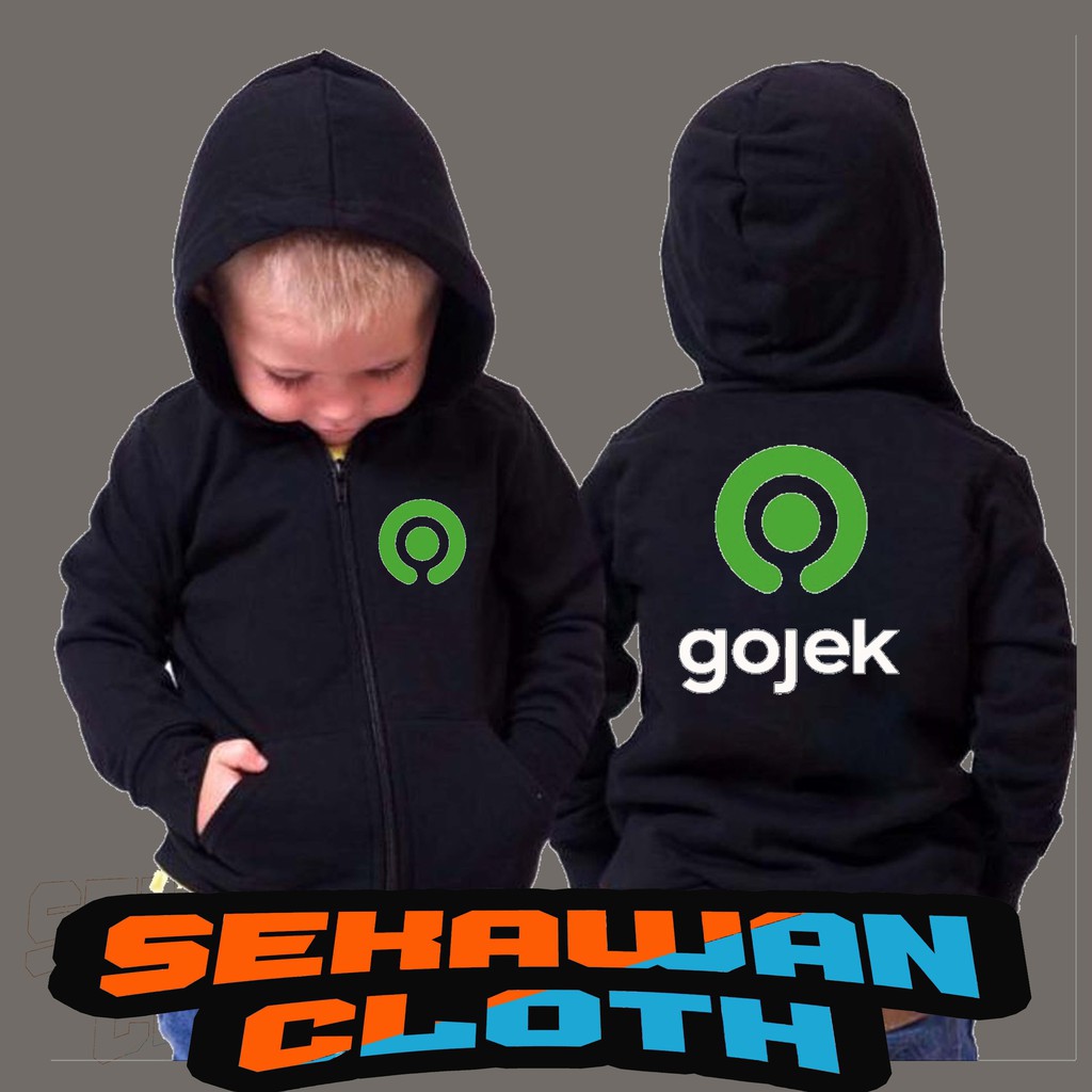 JAKET ANAK HOODIE ZIPPER HITAM GOJEK - SEKAWAN CLOTHING