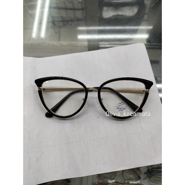 kacamata wanita cat Eye bisa normal dan minus paket lensa photocromic dan blueray frame 95303