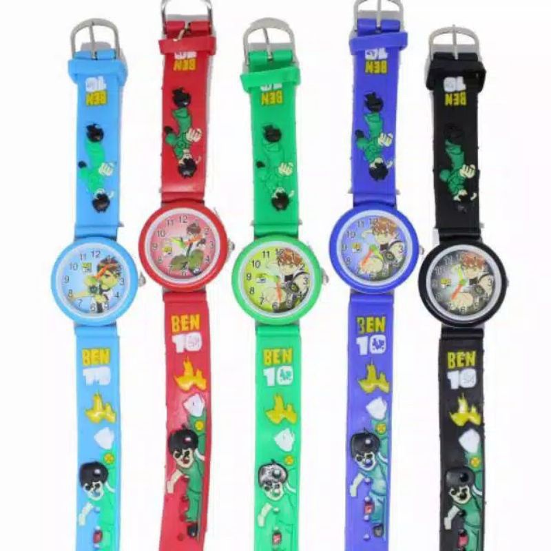 (Cod)Jam Tangan Anak-Anak Timbul Ben10 Strap Rubber/Karet(Dikirim Jakarta)