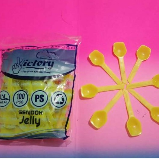 TERMURAH!!! Sendok Jelly / Sendo Agar Plastik Merk Victory isi 100 pcs