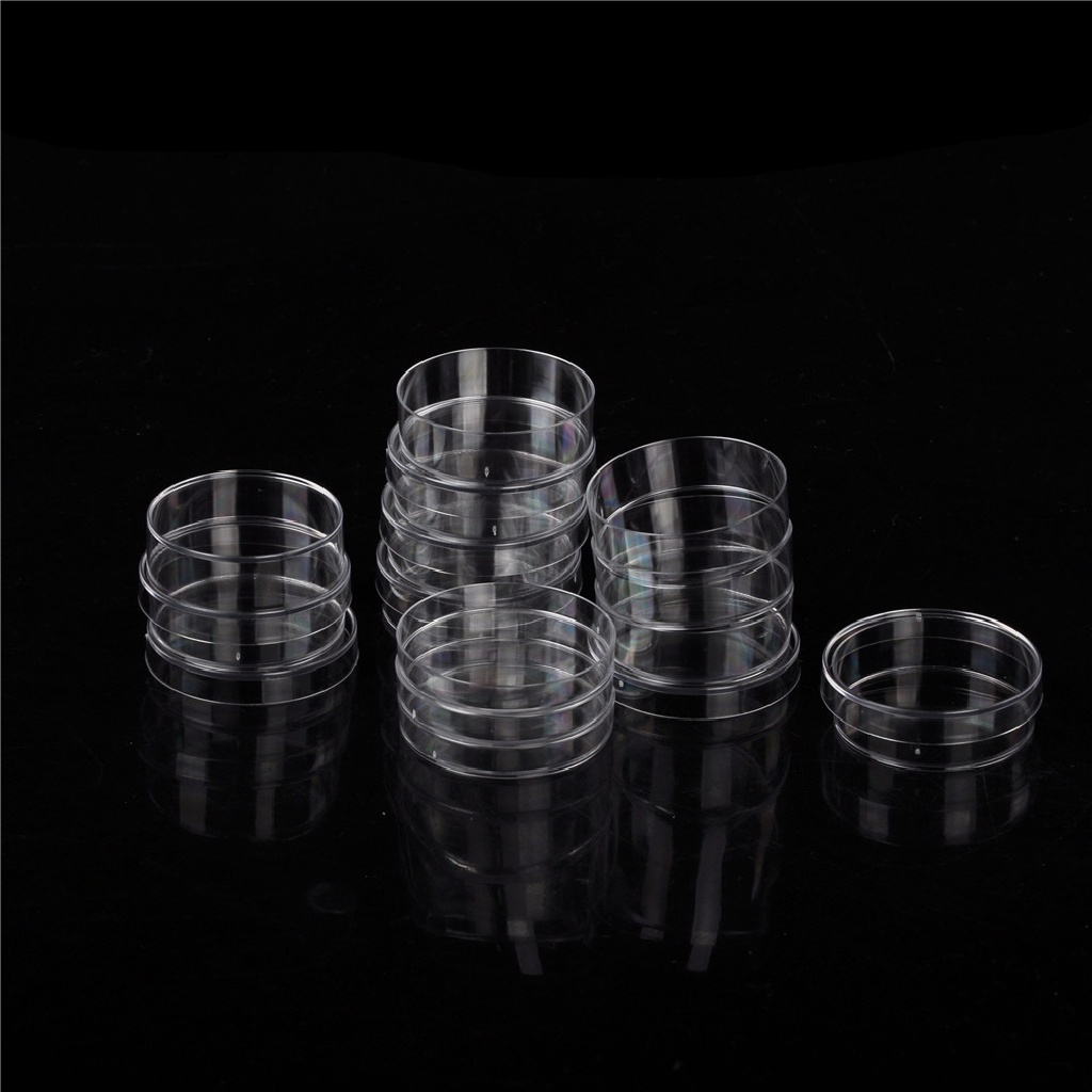 10pcs Piring Petri Dish Steril Bahan Plastik Polystyrene Dengan Tutup Ukuran 35x15mm