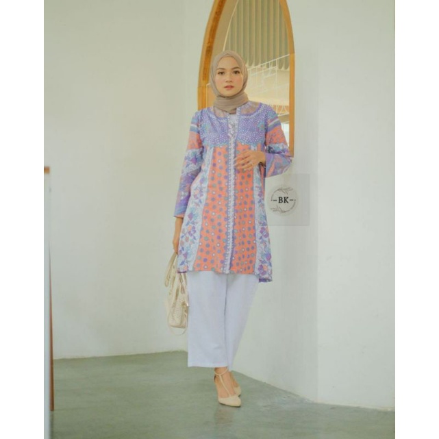 TUNIK BATIK MODERN SOFTCOLOR JASMINE TERBARU || ATASAN WANITA || M-L-XL-XXL-XXXL