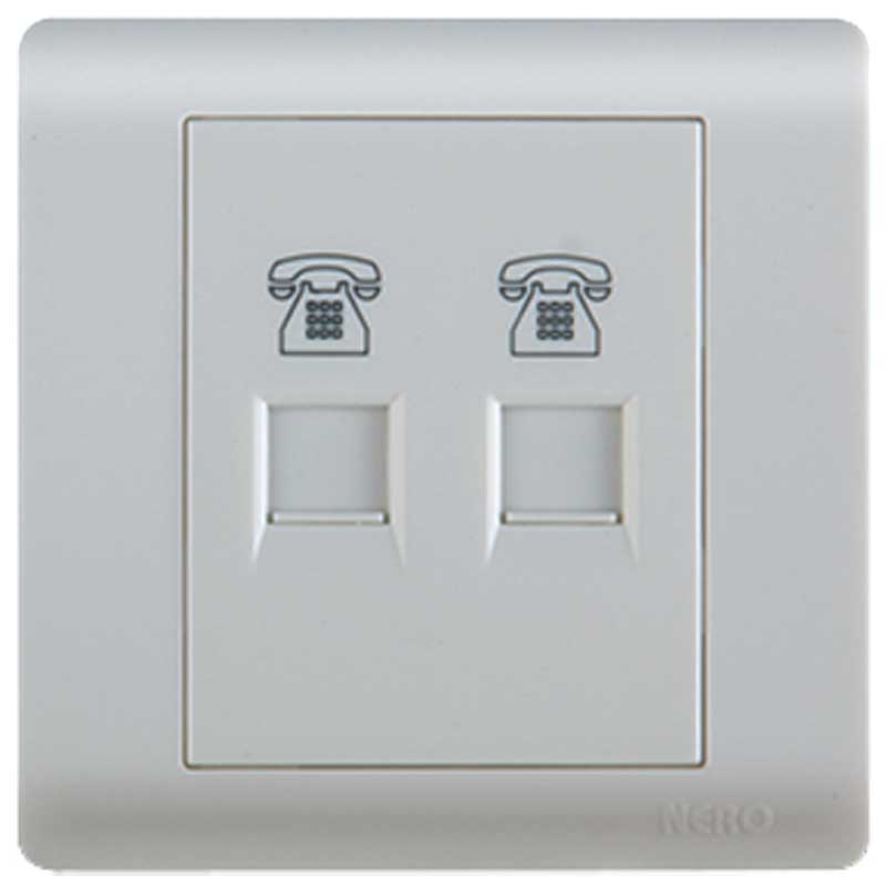 CASA F16PH2 - White 2 Gang Telephone Outlet with Shutter NERO