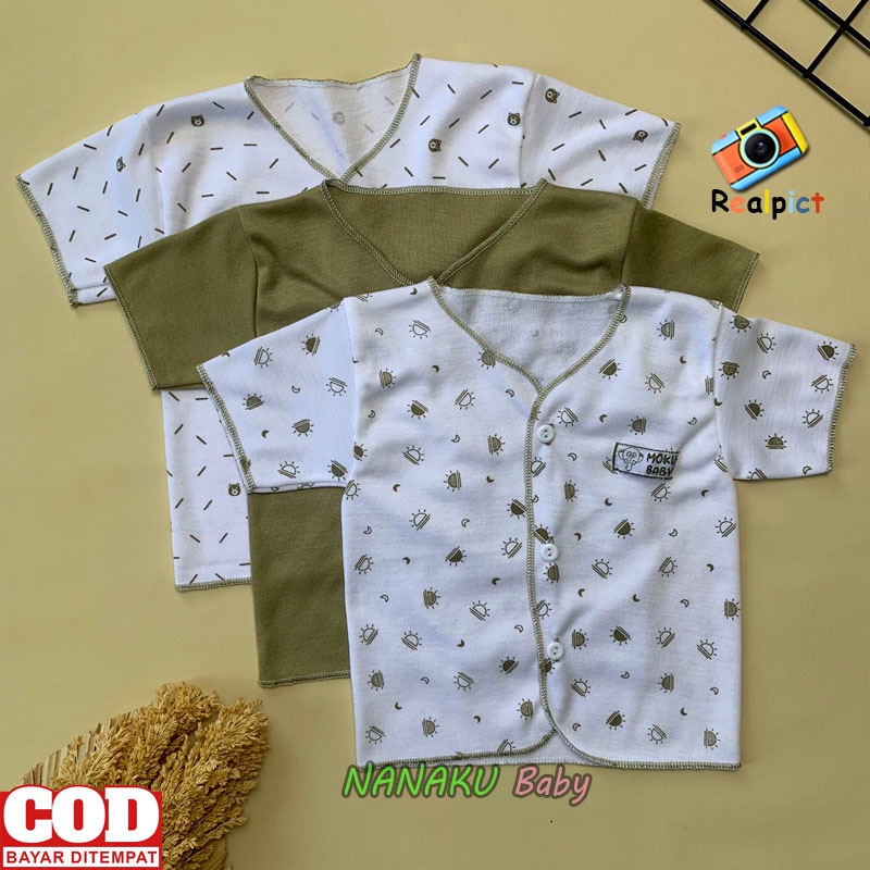 3 PCS Baju Newborn Bayi Baru Lahir Baju Lengan Pendek bayi Usia 0-3 Bulan Seri Army - Anababy