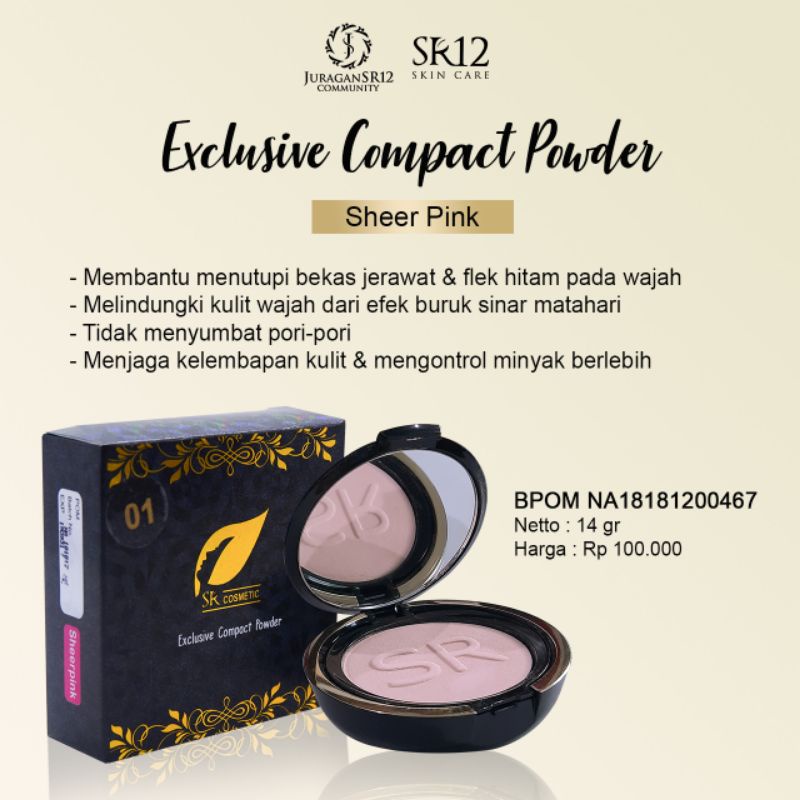 TERLARIS..!! EXCLUSIVE COMPACT POWDER SR12 BPOM AMAN / BEDAK PADAT + SPF 15