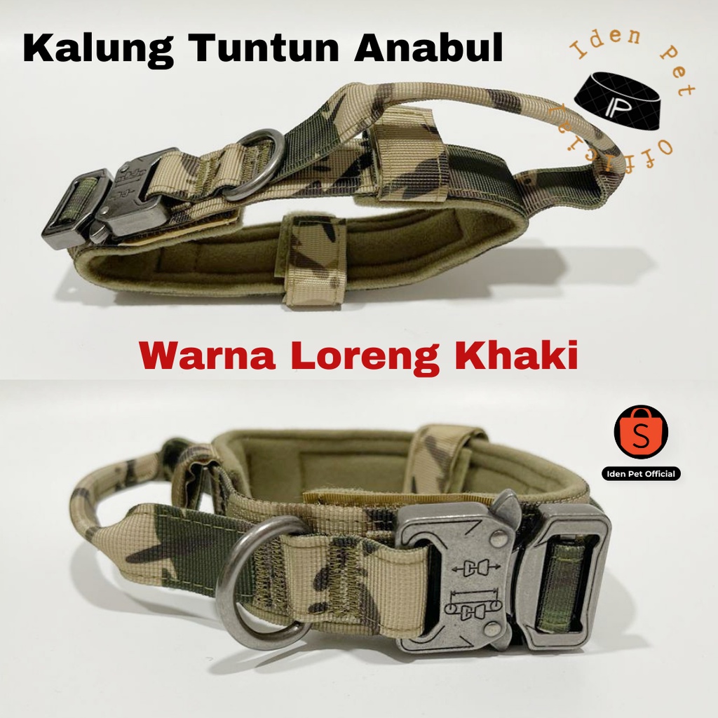 Kalung Anjing Besar Kecil Kuat Rompi Harness Tuntun Militer Tag Nama Dog Army Collar