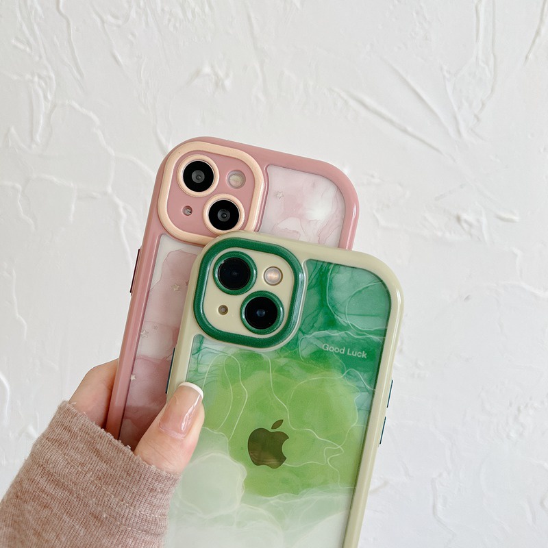 Cream series Camera Protect Soft Case for Iphone  Xr Xs Max Ip Apple IPhone 11 12 13 14 Pro Max Women's Friends Gifts Pink Green Gradient clouds starry sky CASING