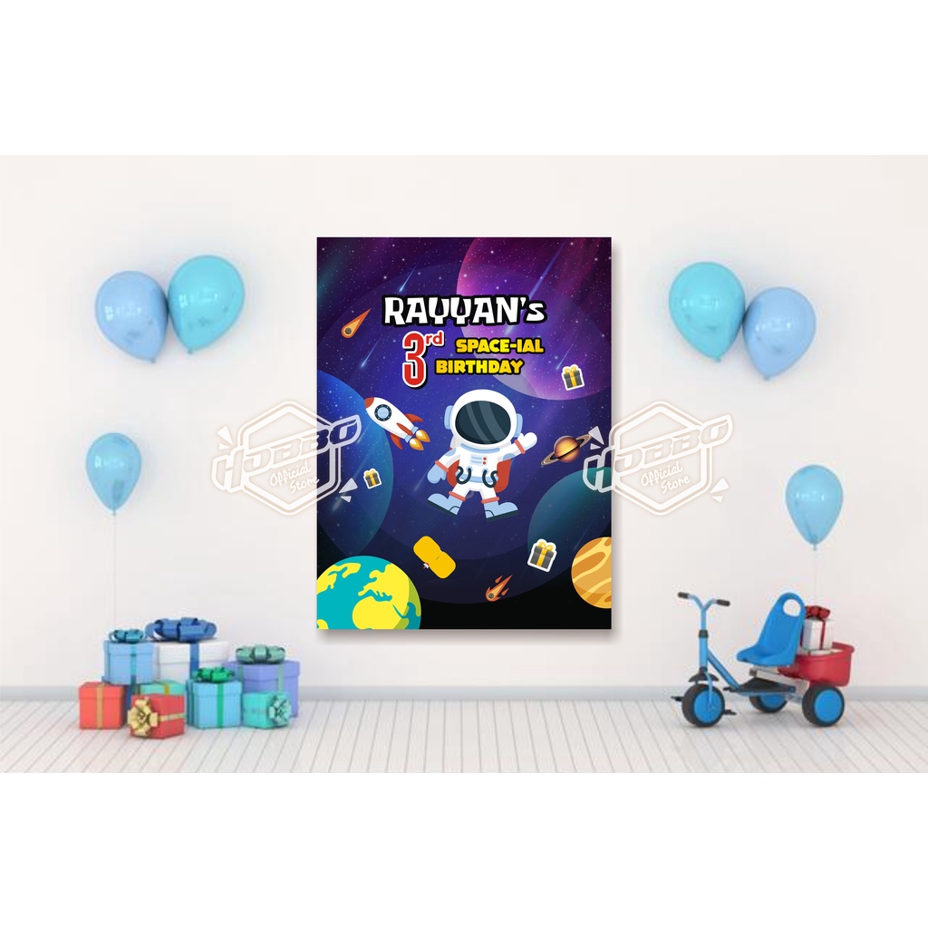 1,5 x 1 m - Banner Ulang Tahun - Backdrop Ultah -  Background Custom Karakter & foto Anak