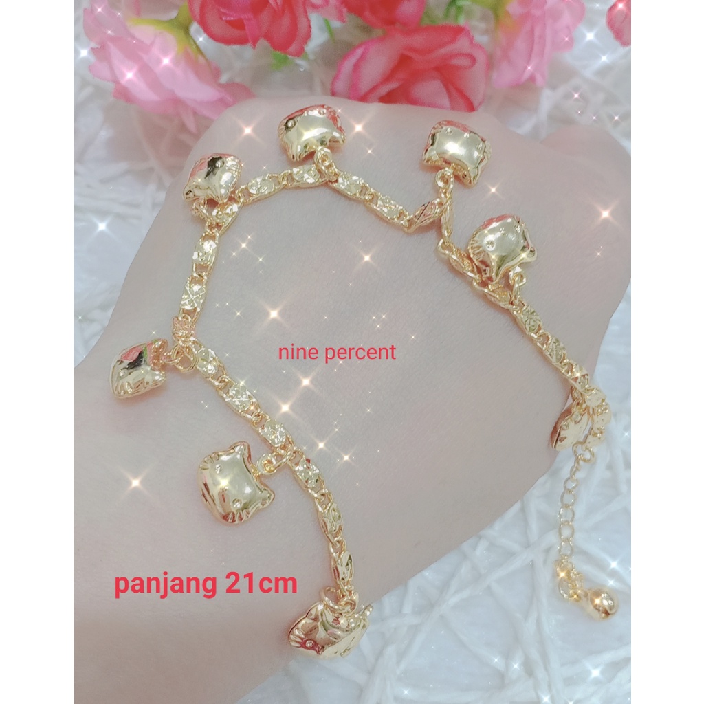 Gelang Tangan Xuping Gold Wanita Dewasa Motif Rantai Permata Lapis Emas LM