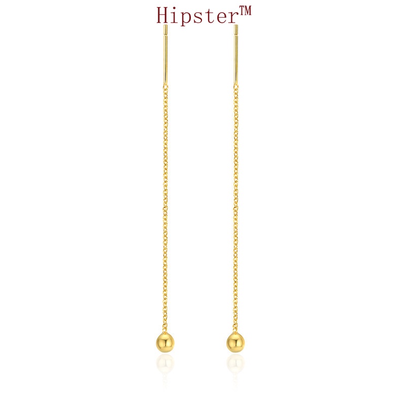 New Product Creative Fashion Long and Simple Tassel Gold round Beads Ear Chain