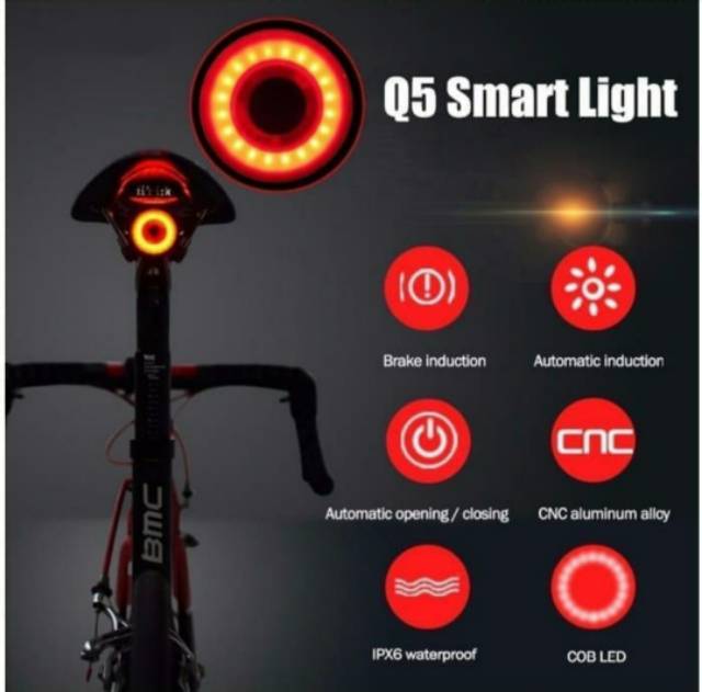 Lampu belakang sepeda smart tail light ROCKBROSS