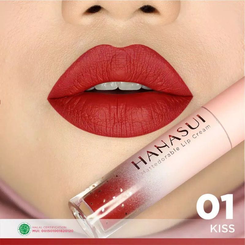 najmia Hanasui Mattedorable BOBA Lip Cream bibir blush on lip and cheek lipstik matte hanasui Boba-01 kiss