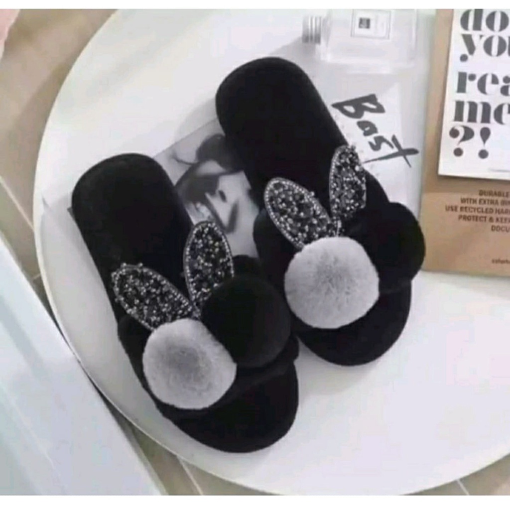 SANDAL RASFUR KOKOP POMPOM SANDAL RUMAH