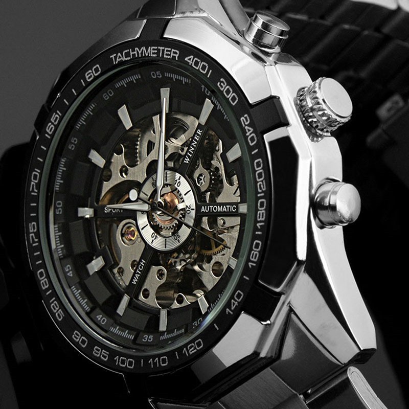 Jam Tangan Mekanik Otomatis Bisnis Model Rangka Luminous Bahan Stainless Steel ORIGINAL