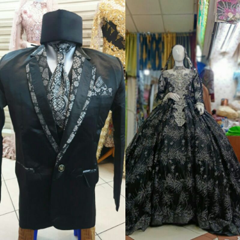 GAUN PENGANTIN COUPLE WARNA HITAM | GAUN PENGANTIN WARNA HITAM
