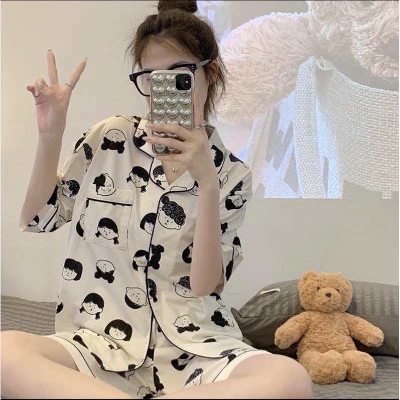 BAJU TIDUR WANITA DEWASA MOTIF KARTUN DISNEY LUCU / PREMIUM PIYAMA SET KEMEJA CP LENGAN PENDEK CELANA PANJANG IMPORT BANYAK MOTIF / PAKAIAN WANITA BAJU TIDUR KATUN IMPORT / CUTE SLEEPWEAR WINNIE / SET BAJU TIDUR PIYAMA IMPORT CUTE ESTETIK / PAJAMAS CEWEK