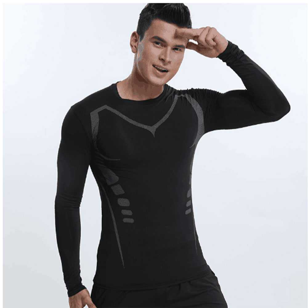 Set Kaus Celana Pria Long John Kaos Olahraga Cepat kering Spandex Indoor Outdoor Fitness Tracksuit Workout Quick Dry Pria Gaya Baru Olahraga Gym Kebugaran Kompresi Olahraga Setelan Pakaian Lari Jogging Olahraga Memakai Latihan Latihan Ketat