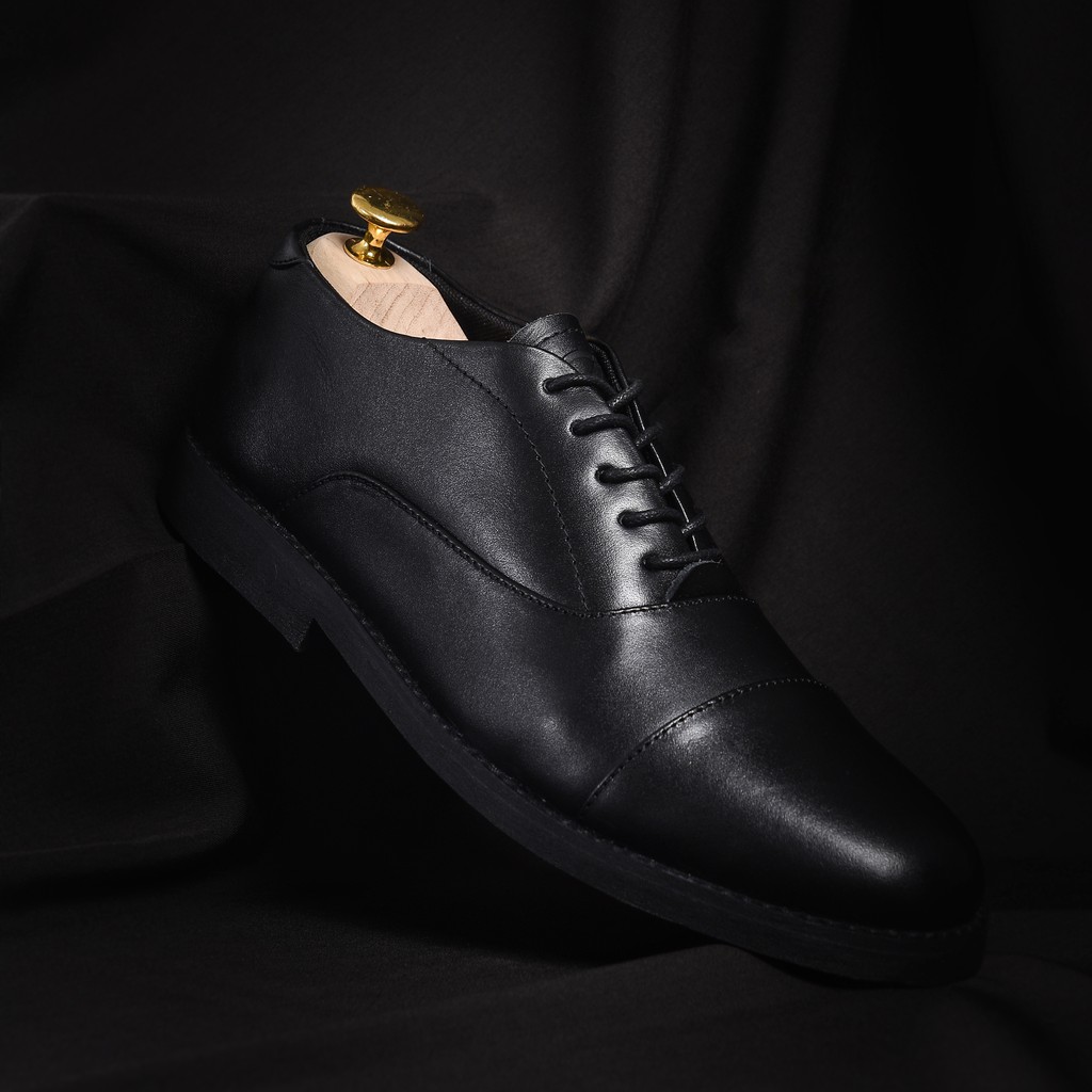 OXFORD FULL BLACK - Pantofel Pria Kulit Asli Formal Kasual Sepatu Pantofel Kerja Hitam - Pantopel