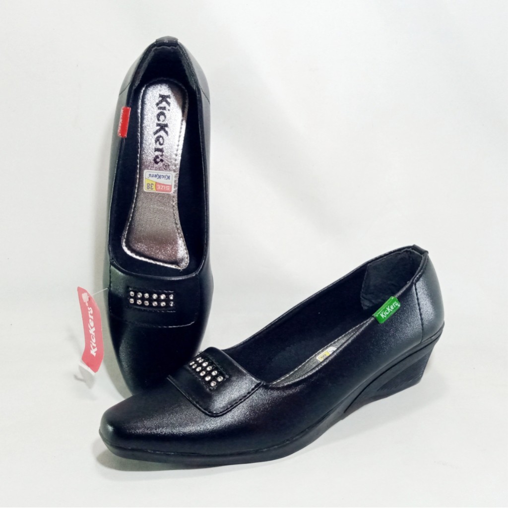 Kickers D.20 Sepatu Pantofel Wanita Pita Sol TPR Hak 37-42 Hitam