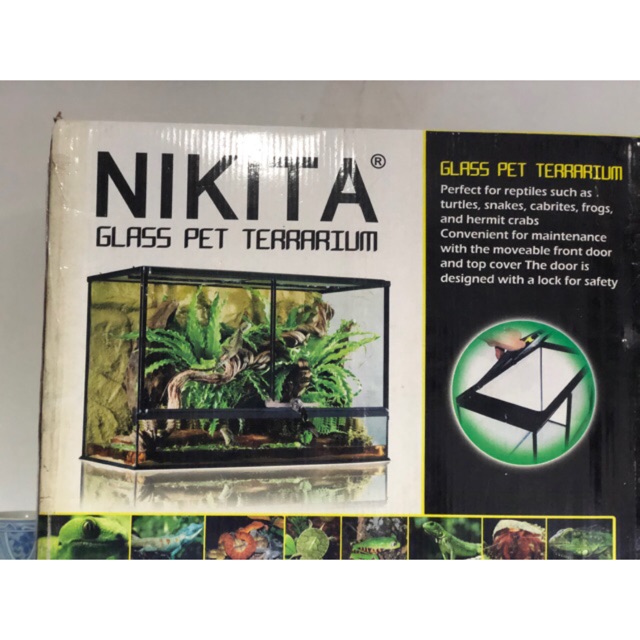 Nikita Glass Pet terarium Kandang Hamster / reptil60cm Pintu Sliding