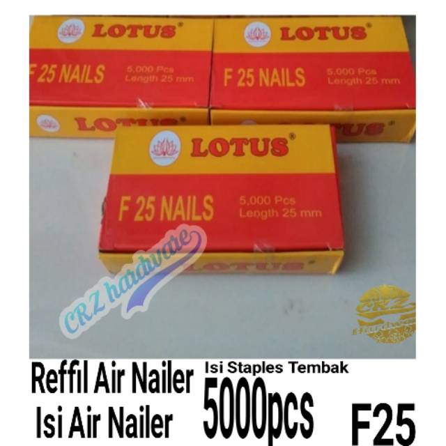 

Refill Air Nailer Isi Paku Tembak Staples 5000pcs 25 mm F25 Brad Nailer