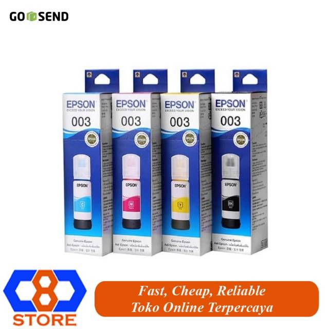 PAKET TINTA EPSON ORIGINAL 003 L1110 L3100 L3101 L3110 L3150 4 WARNA