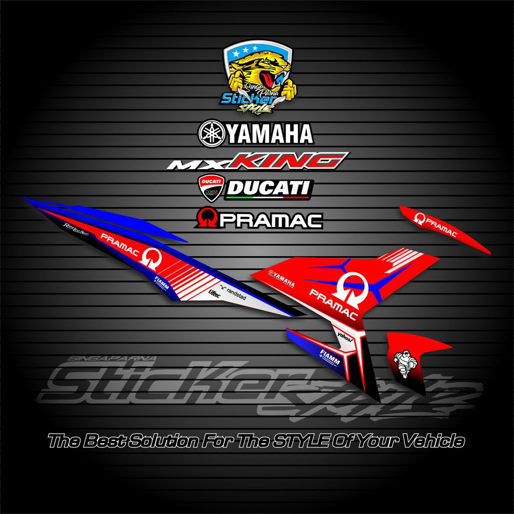 STRIPING STIKER VARIASI LIS MOTOR YAMAHA MX KING 150cc 2015/2020 LIVERY PRAMAC DUCATI