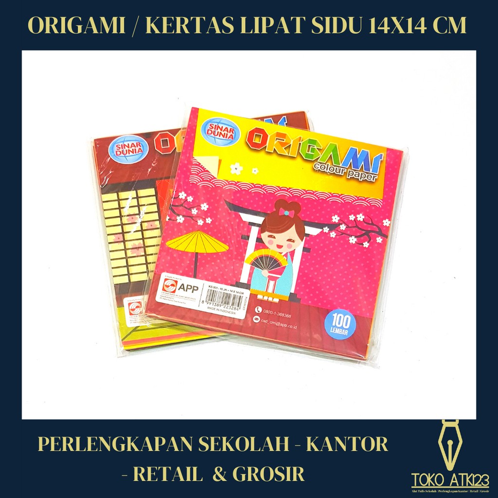 Origami / Kertas Lipat Sinar Dunia Ukuran 14x14cm Isi 100 Lbr