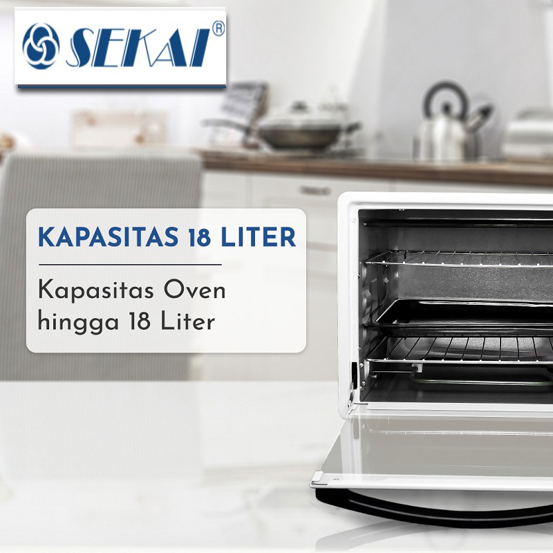 SEKAI Oven Listrik Low Watt Kapasitas 21L UkL / 18L UkD Pemanggang Makanan Serbaguna - OV 180