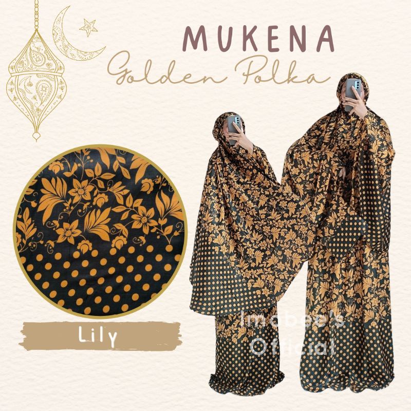 MUKENA GOLDEN POLKA // MUKENA RAYON BATIK BUNGA POLKADOT HITAM