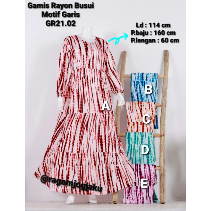Gamis Rayon Busui Motif Garis