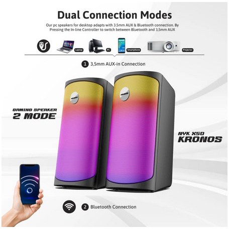 ITSTORE Spekaer Usb Bluetooth NYK X50 X-50 X 50 Kronos LED RGB Stereo Gaming Original